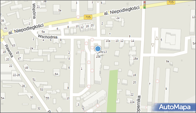 Skierniewice, Wschodnia, 10b, mapa Skierniewic