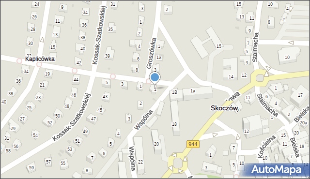 Skoczów, Wspólna, 1, mapa Skoczów