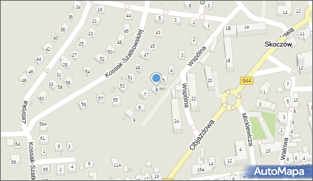 Skoczów, Wspólna, 6, mapa Skoczów