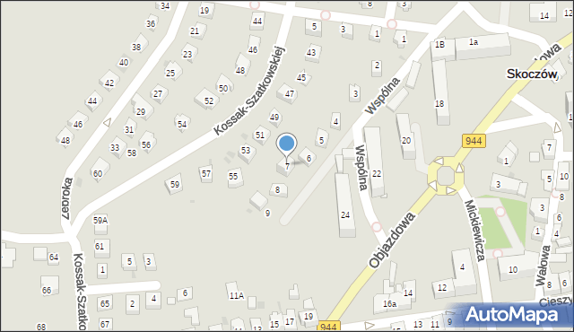 Skoczów, Wspólna, 7, mapa Skoczów