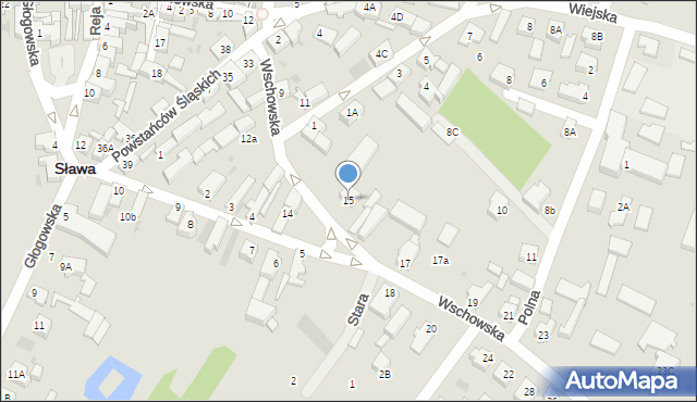 Sława, Wschowska, 15, mapa Sława