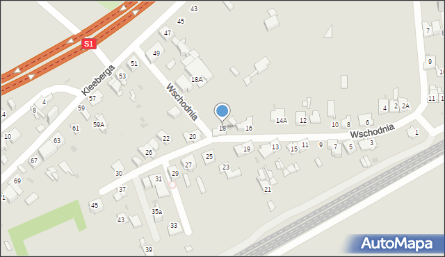 Sosnowiec, Wschodnia, 18, mapa Sosnowca