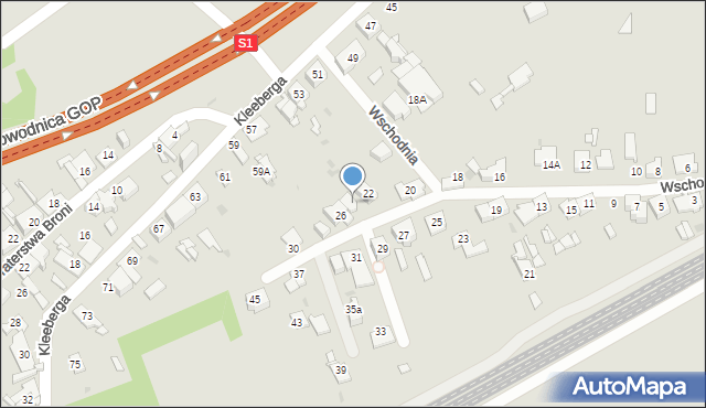 Sosnowiec, Wschodnia, 24, mapa Sosnowca