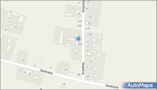 Srebrzyszcze, Wspólna, 3, mapa Srebrzyszcze