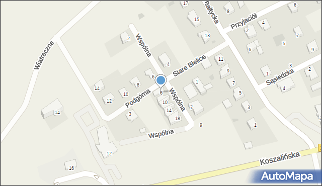 Stare Bielice, Wspólna, 6, mapa Stare Bielice