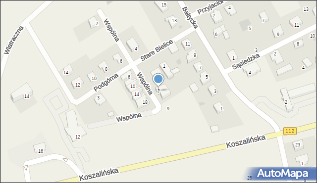 Stare Bielice, Wspólna, 7, mapa Stare Bielice