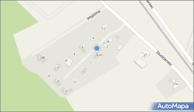 Studzieniec, Wspólna, 5, mapa Studzieniec