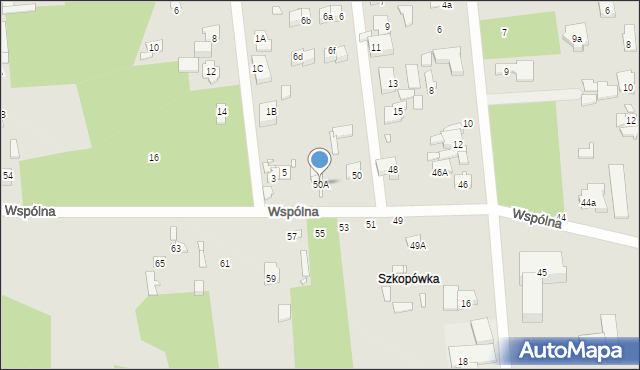 Sulejówek, Wspólna, 50A, mapa Sulejówek