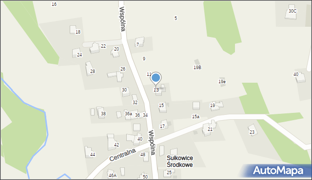 Sułkowice, Wspólna, 13, mapa Sułkowice