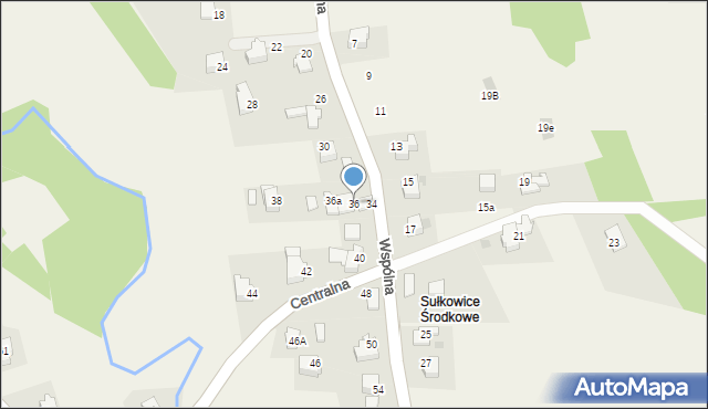Sułkowice, Wspólna, 36, mapa Sułkowice