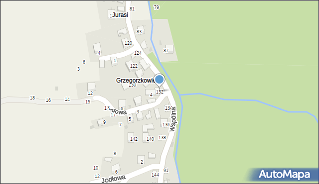 Świnna, Wspólna, 132, mapa Świnna