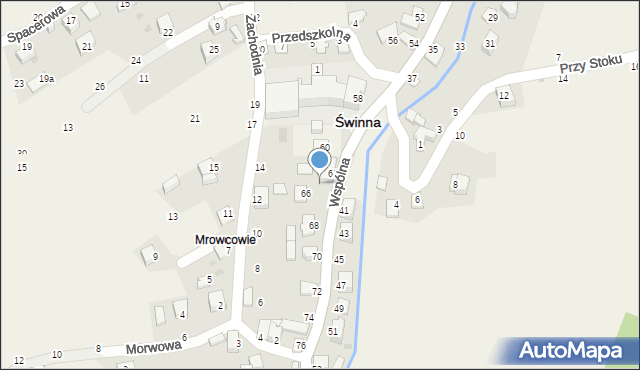 Świnna, Wspólna, 64, mapa Świnna