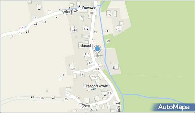 Świnna, Wspólna, 83, mapa Świnna