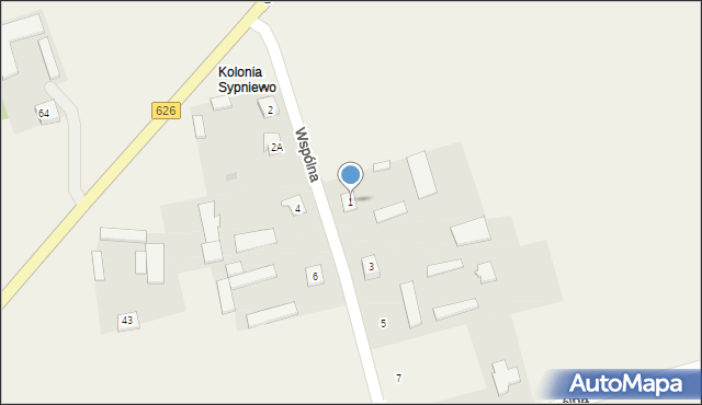 Sypniewo, Wspólna, 1, mapa Sypniewo