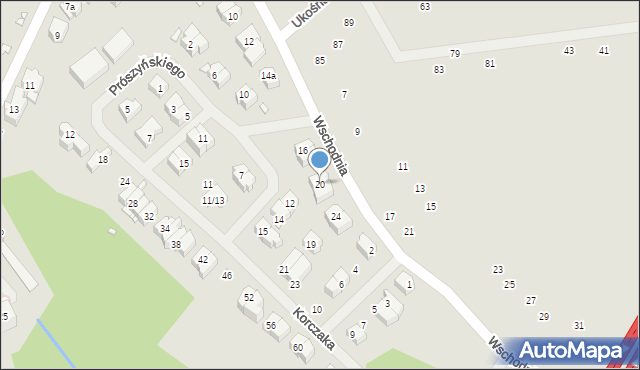 Szczecin, Wschodnia, 20, mapa Szczecina