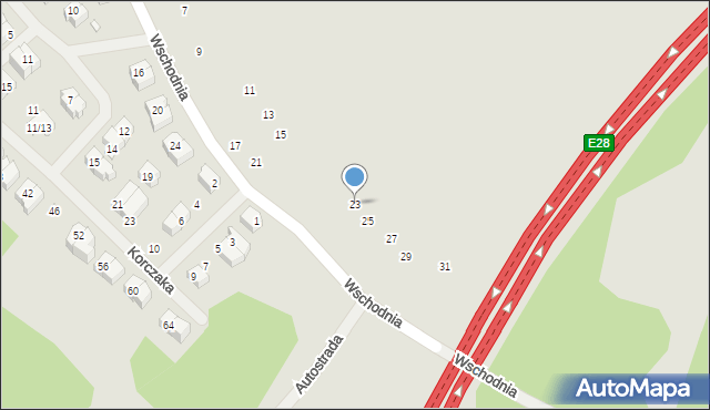Szczecin, Wschodnia, 23, mapa Szczecina