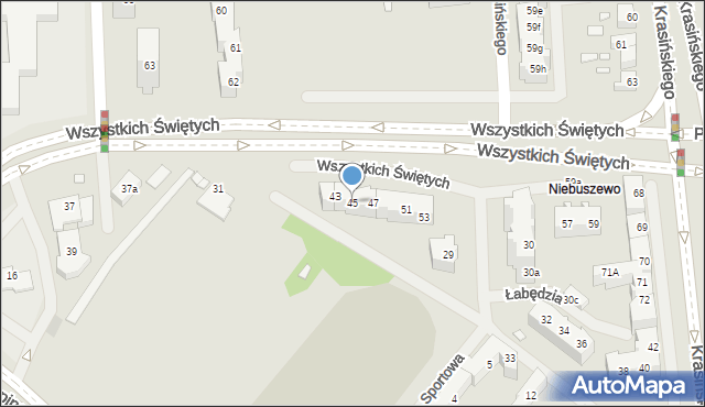 Szczecin, Wszystkich Świętych, 45, mapa Szczecina