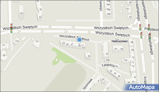 Szczecin, Wszystkich Świętych, 51, mapa Szczecina