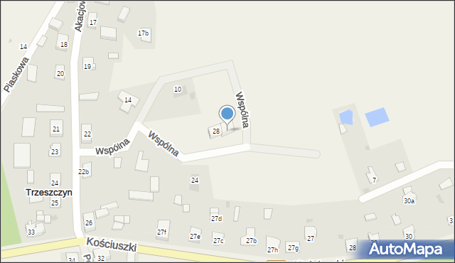 Trzeszczyn, Wspólna, 28a, mapa Trzeszczyn