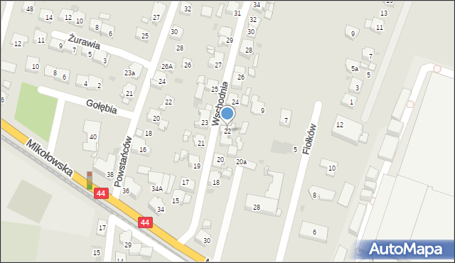 Tychy, Wschodnia, 22, mapa Tychów