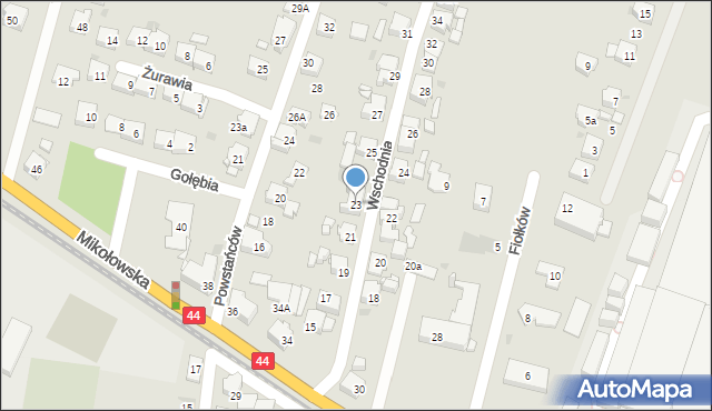 Tychy, Wschodnia, 23, mapa Tychów