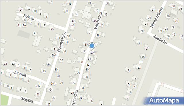 Tychy, Wschodnia, 34A, mapa Tychów