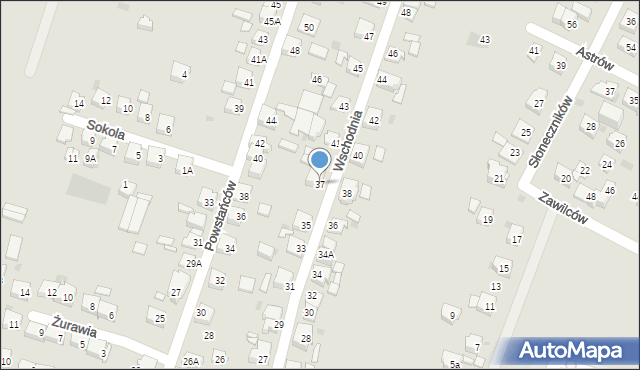 Tychy, Wschodnia, 37, mapa Tychów