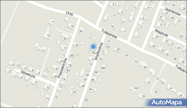 Tychy, Wschodnia, 77, mapa Tychów