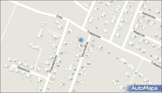 Tychy, Wschodnia, 79, mapa Tychów