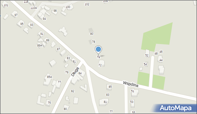 Tychy, Wspólna, 74, mapa Tychów