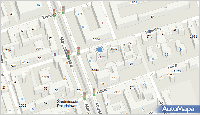 Warszawa, Wspólna, 41, mapa Warszawy