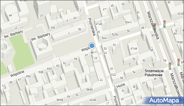 Warszawa, Wspólna, 55, mapa Warszawy