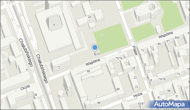 Warszawa, Wspólna, 70, mapa Warszawy