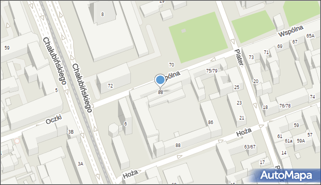 Warszawa, Wspólna, 88, mapa Warszawy