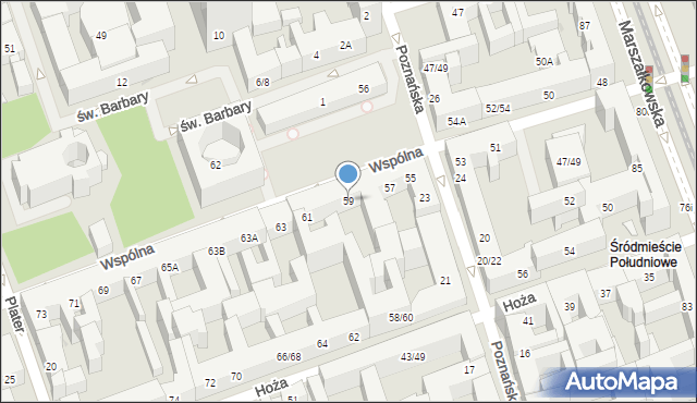 Warszawa, Wspólna, 59, mapa Warszawy
