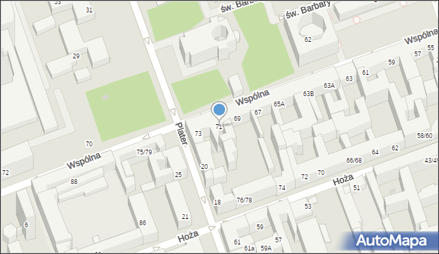 Warszawa, Wspólna, 71, mapa Warszawy