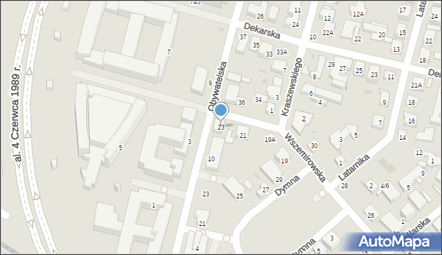 Warszawa, Wszemirowska, 23, mapa Warszawy