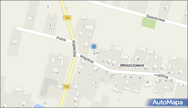 Włoszczowice, Wspólna, 3, mapa Włoszczowice