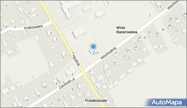 Wola Baranowska, Wschodnia, 1, mapa Wola Baranowska