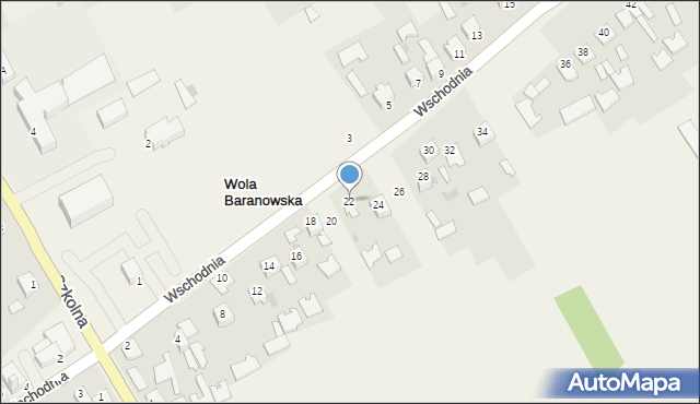 Wola Baranowska, Wschodnia, 22, mapa Wola Baranowska