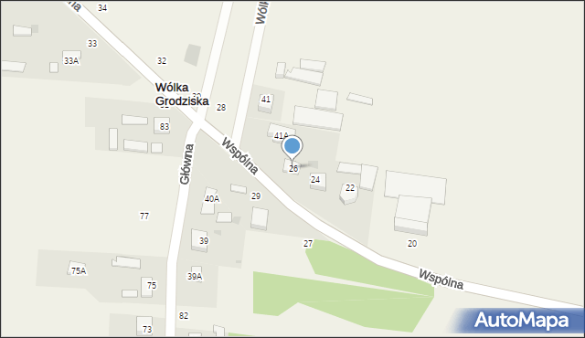 Wólka Grodziska, Wspólna, 26, mapa Wólka Grodziska