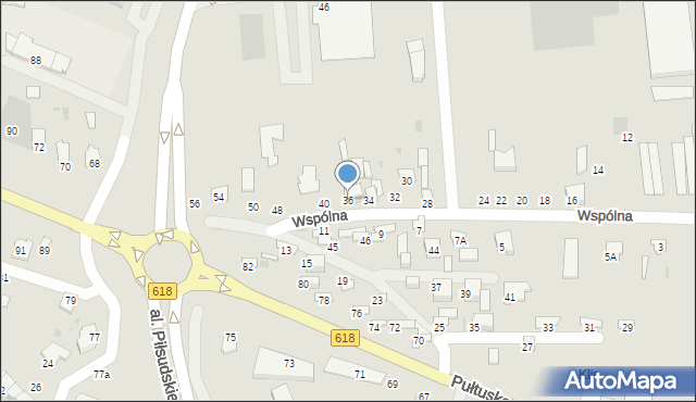 Wyszków, Wspólna, 36, mapa Wyszków