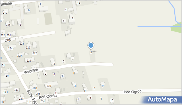 Ząb, Wspólna, 9, mapa Ząb