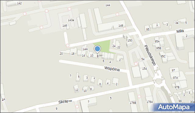 Ząbki, Wspólna, 8, mapa Ząbki