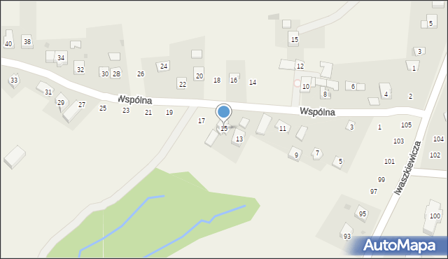 Zakliczyn, Wspólna, 15, mapa Zakliczyn