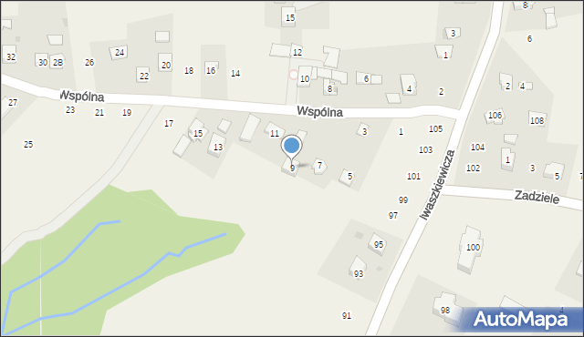 Zakliczyn, Wspólna, 9, mapa Zakliczyn