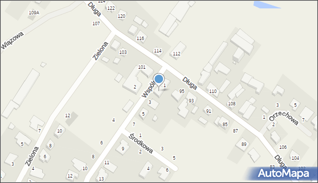 Zakrzewo, Wspólna, 1A, mapa Zakrzewo