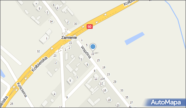 Zamienie, Wspólna, 11, mapa Zamienie