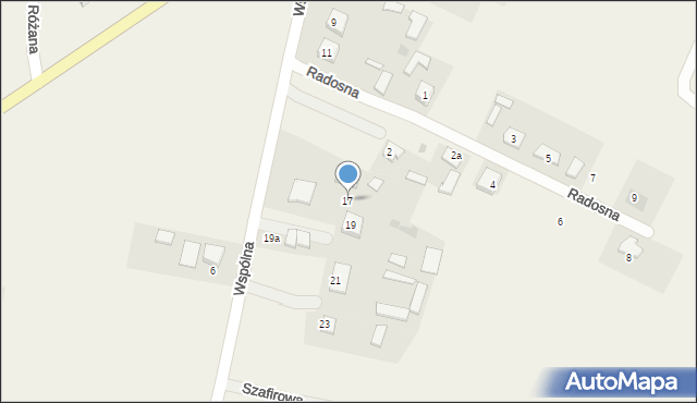 Żelków, Wspólna, 17, mapa Żelków