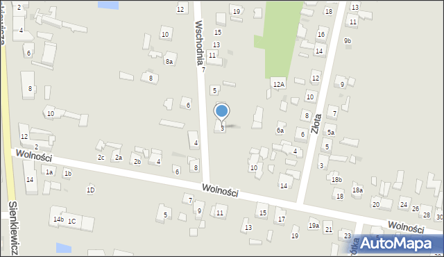 Zelów, Wschodnia, 3, mapa Zelów